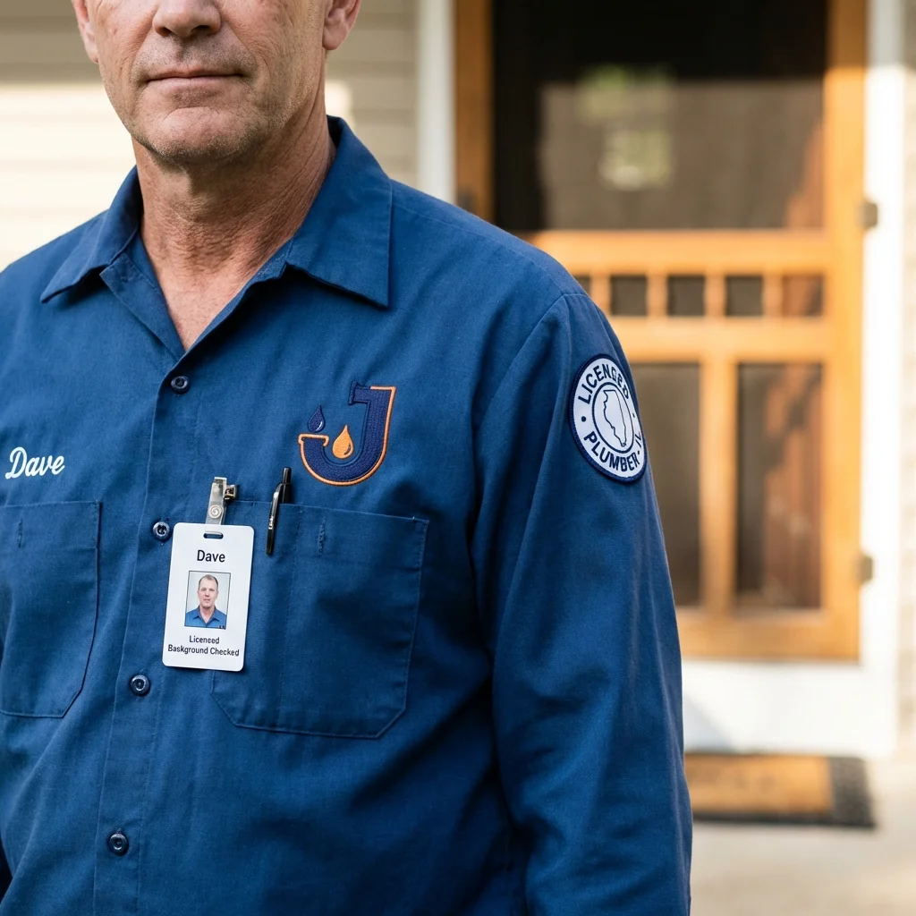 Licensed plumber showing ID badge in Frazeysburg, OH