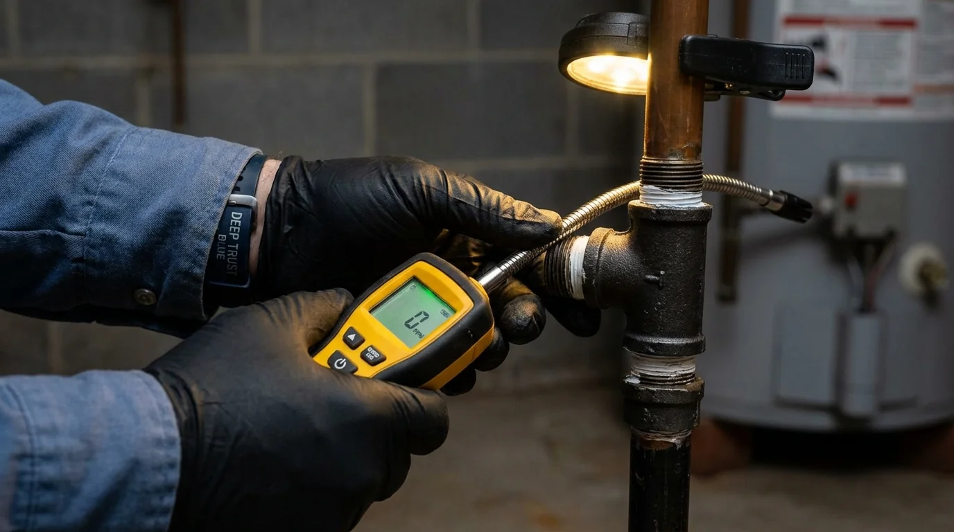 Gas leak detection with electronic sniffer by Johns Plumbing LLC in Frazeysburg