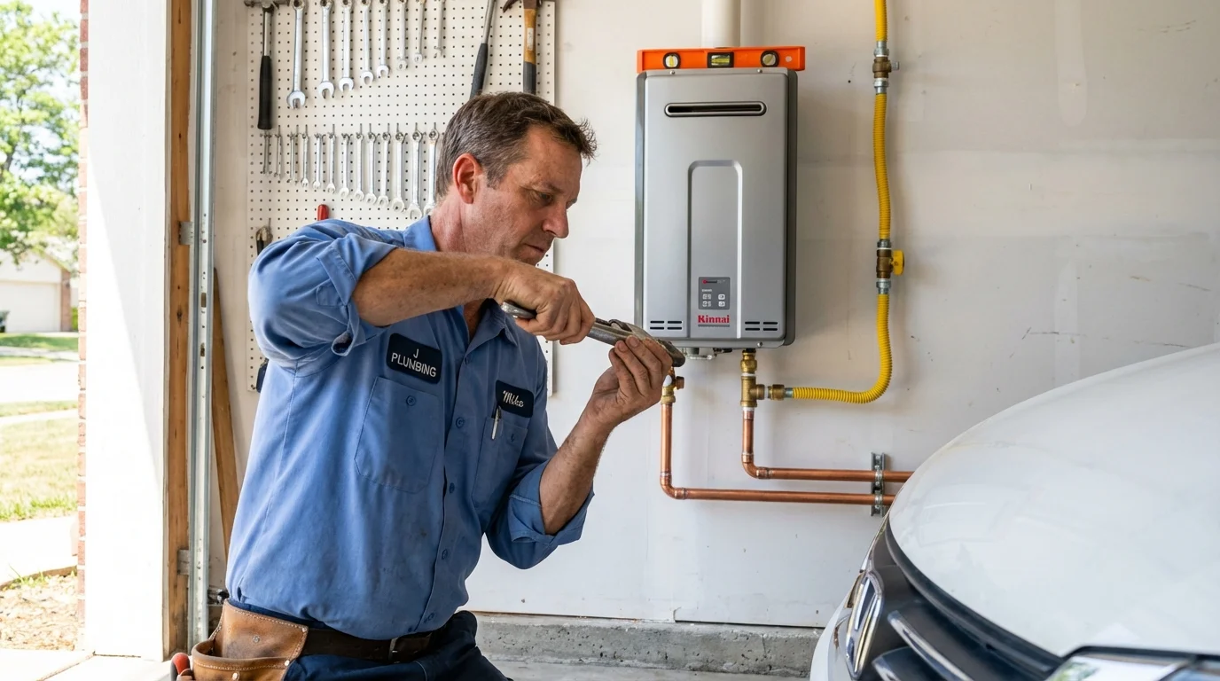 Tankless water heater installation by a Johns Plumbing LLC plumber in Frazeysburg